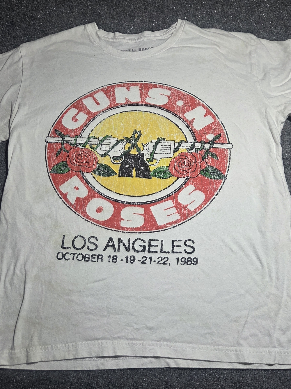 Guns N' Roses Los Angeles 1989 Tour Graphic T-Shirt White Size Large